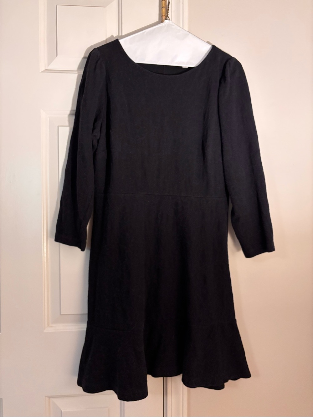 LOFT Black Long-Sleeve A-Line Dress with Flared Hem